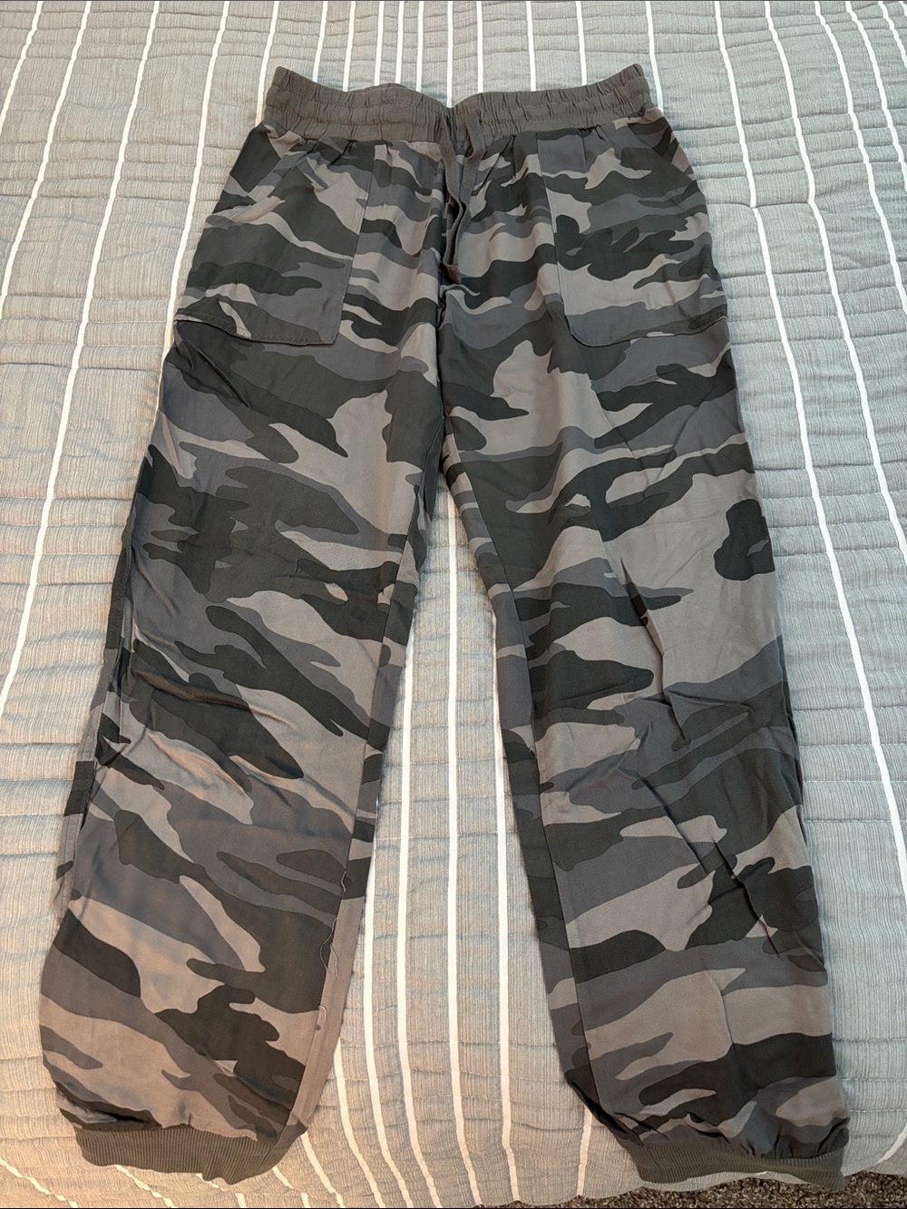 Grey Camo Cargo Jogger Pants